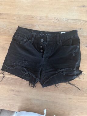 We The Free Black Distressed High-Rise Jean Shorts
